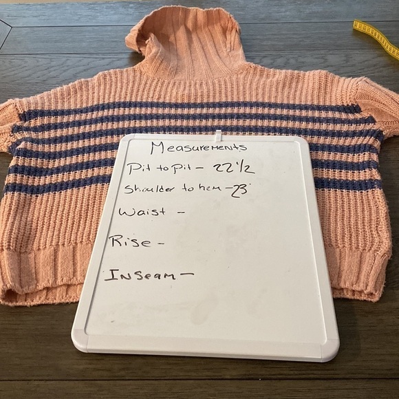 SO Pink & Blue Striped Turtleneck Long Sleeve Cropped Sweater | XS NWT - Picture 2 of 9